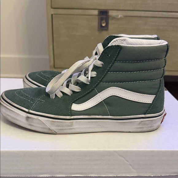 Vans Shoes - Vans Forest Green High-Tops with White Trim 8.5